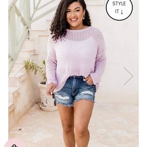 Pink lily Lavender crochet sweater